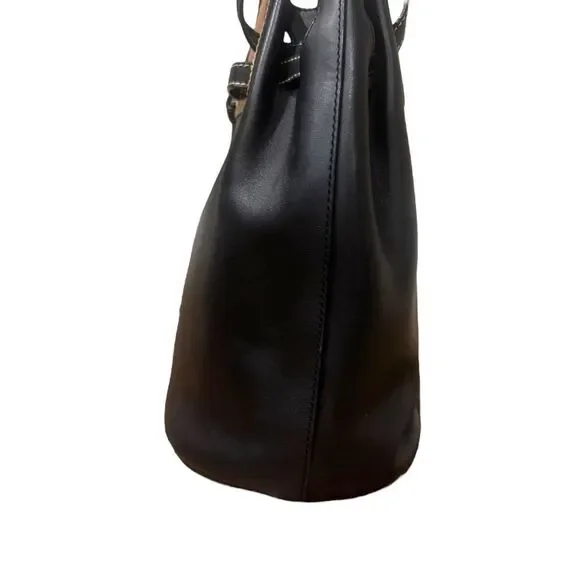 LOEWE Black Bicolor Whiskey Brown Small Lazo Bucket Bag Auth - Picture 8 of 14
